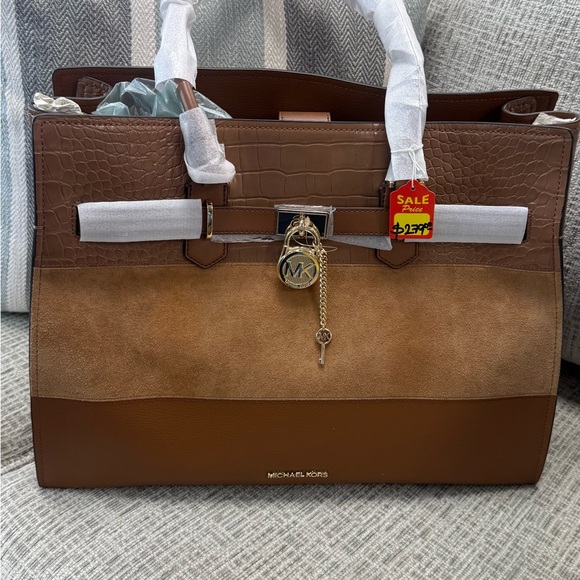 Michael Kors Brown and Tan Leather Briefcase